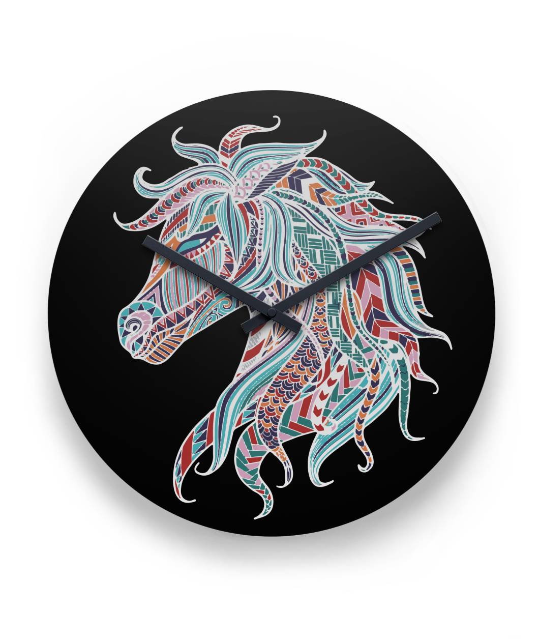 Mandala Horse Wall Clock 11" Round Wall Clock