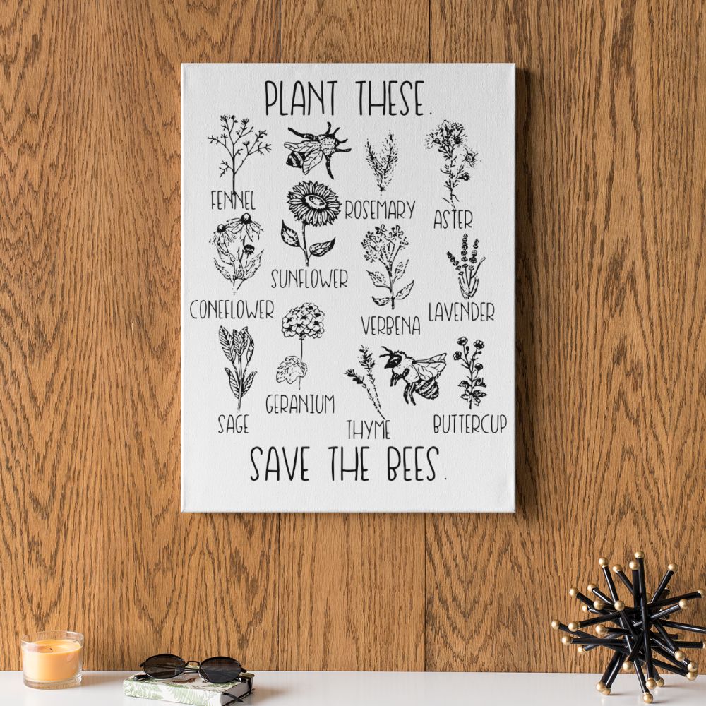 Plant These Save The Bees Canvas Wall Art
